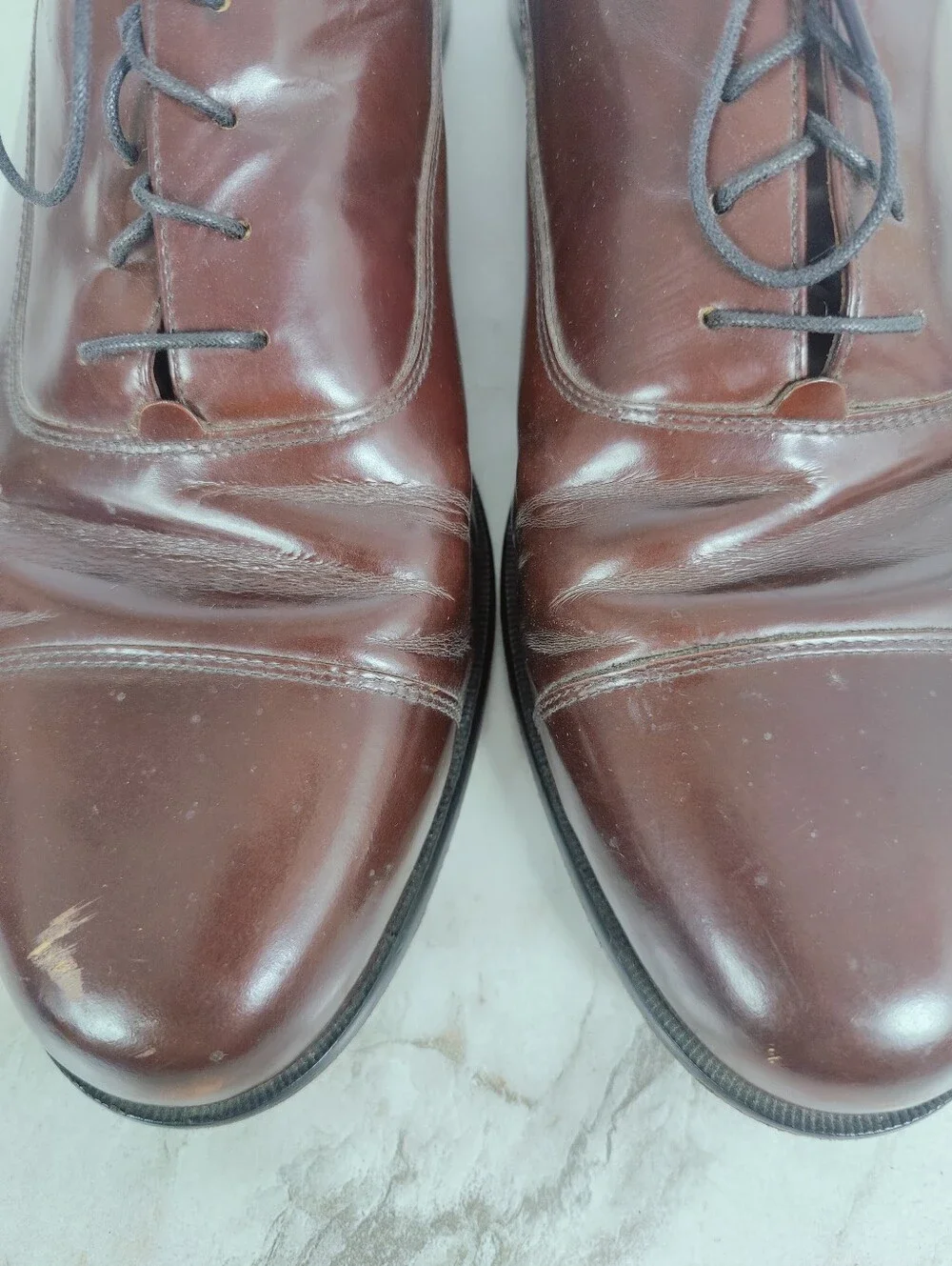 Bostonian Chestnut Leather Cap-Toe Oxford Dress Shoes, Sz 14